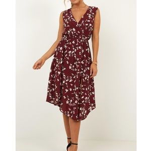 Wine floral dress
